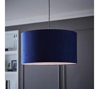 MiniSun | Large Modern Navy Blue Velvet Drum Light Shade | Lamp Shades, Home Décor & Improvement Essential | 45cm Shade Width