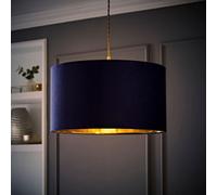 ValueLights | Reni Large Pendant Shade Navy Velvet & Gold Inner with Warm White Bulb | Shades, Home Décor & Improvement Essential | Light Bulb Included
