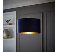 ValueLights | Reni Medium Pendant Shade with Navy Velvet & Gold Inner | Shades, Home Décor & Improvement Essential | 350mm Shade Width