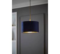 Valuelights Reni Navy Velvet With Metallic Gold Inner Easy Fit Ceiling Lamp Shade In Dark Navy Dark Navy Small