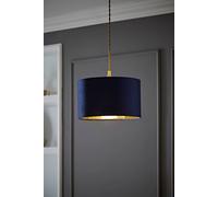 Reni Navy Velvet with Metallic Gold Silver Inner Pendant Ceiling Lamp Shade ValueLights Dark Navy 8 inches