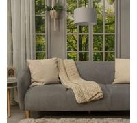 Valuelights Reni Pair Of Grey Fabric Drum Ceiling Lamp Shades (D)25Cm