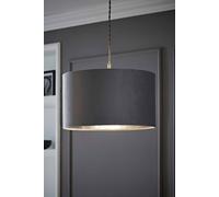 ValueLights | Reni Medium Pendant Shade with Grey Velvet & Chrome Inner | Shades, Home Décor & Improvement Essential | 350mm Shade Width
