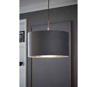 Reni Grey Velvet with Metallic Chrome Inner Pendant Ceiling Lamp Shade ValueLights Grey 6 inches