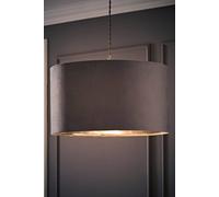 Valuelights Reni Pale Grey Velvet With Chrome Inner Easy Fit Lamp Shade And Bulb Pale Grey