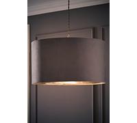 ValueLights Reni Med Grey Velvet with Chrome Ceiling Lamp Shade & Bulb