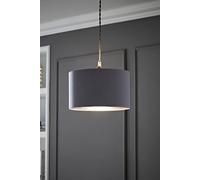MiniSun Large Modern Grey & Chrome Cylinder Ceiling Pendant/Table Lamp Drum Light Shade