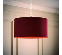 ValueLights | Reni Plum Fabric Drum Ceiling Lamp Shade and Bulb (D) 45cm | Shades, Home Décor & Improvement Essential | Bulb Included