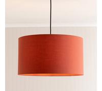 ValueLights | Reni Rust Red Fabric Drum Ceiling Pendant Large Lamp Shade with LED Bulb | Shades, Home Décor & Improvement Essential | Included LED Bulb | 450mm Shade Width