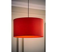 ValueLights | Reni Rust Red Fabric Drum Ceiling Pendant Medium Lamp Shade with LED Bulb | Shades, Home Décor & Improvement Essential | Included LED Bulb | 350mm Shade Width