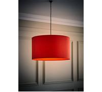 Reni Rust Red Fabric Drum Ceiling Pendant Table Floor Lamp Shade with LED Bulb ValueLights Burnt Orange 18 inches