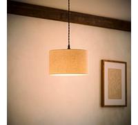 ValueLights | Reni Natural Small Linen Drum Shade 25cm with Warm White Bulb
