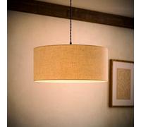 Valuelights Reni Squat Full Fabric Linen Easy Fit Pendant Lamp Shade And Bulb