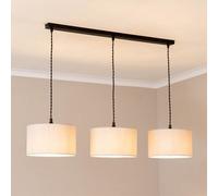 ValueLights Reni Drum Shade 3 Drop Bar Matte Black Diner Ceiling Pendant Light & LED Bulbs in White ValueLights White