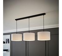 Reni Fabric Drum Shade 3 Drop Bar Matte Black Diner Ceiling Pendant Light ValueLights White One Size