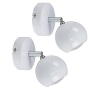 MiniSun | Modern Single Eyeball Wall Spotlights in Gloss White Finish | Ceiling Lighting, Home Décor & Improvement Essential | Set of 2