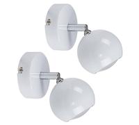 MiniSun | Modern Single Eyeball Wall Spotlights in Gloss White Finish | Ceiling Lighting, Home Décor & Improvement Essential | Set of 2