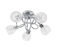 Valuelights Reyka 5 Way Chrome Curved Arm Flush Ceiling Light With Stunning Swirled Glass Dome Shades With 3W Led G9 Bulbs