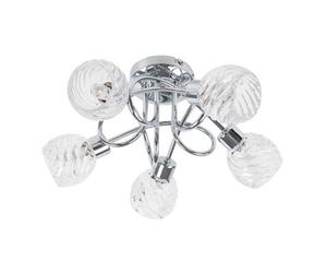 Valuelights Reyka 5 Way Chrome Curved Arm Flush Ceiling Light With Stunning Swirled Glass Dome Shades With 3W Led G9 Bulbs