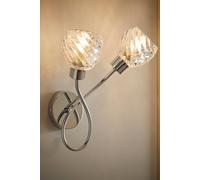 ValueLights Reyka Chrome 2 Way Swirl Glass Wall Light in Metallic Silver ValueLights Metallic Silver