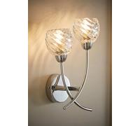 ValueLights Reyka Chrome 2 Way Swirl Glass Wall Light in Metallic Silver ValueLights Metallic Silver