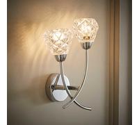 ValueLights Reyka Chrome 2 Way Swirl Glass Wall Light in Metallic Silver ValueLights Metallic Silver