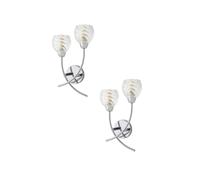 ValueLights Reyka Pair of Chrome 2 Way Swirl Glass Wall Lights in Metallic Silver ValueLights Metallic Silver