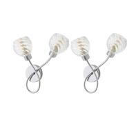 ValueLights Reyka Pair of Chrome 2 Way Swirl Glass Wall Lights with Bulbs in Metallic Silver ValueLights Metallic Silver