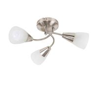 Valuelights Ricardo Modern 3 Way Brushed Chrome Ceiling Light Fitting With Frosted Glass Shades