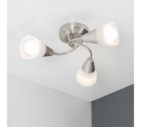 Valuelights Ricardo 3 Way Chrome Ceiling Light Fitting With Frosted Glass Shades With Led Bulbs
