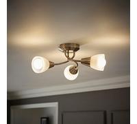 Valuelights Ricardo Modern 3 Way Brushed Chrome Ceiling Light Fitting With Frosted Glass Shades