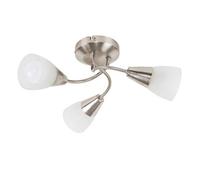 Valuelights Ricardo Modern 3 Way Brushed Chrome Ceiling Light Fitting With Frosted Glass Shades - Led Golfball Bulbs 3000K