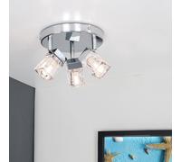 ValueLights Ritz Ice Cube Chrome IP44 3 Way Flush Ceiling Light with LED Bulbs in Silver ValueLights Silver