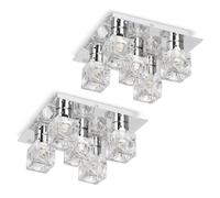 MiniSun | Modern Chrome Ice Cube 5 Way Flush Ceiling Lights | Pendant Lights, Home Décor & Improvement Essential | Set of 2