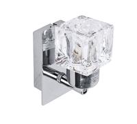MiniSun | Modern Silver Chrome Plate and Clear Glass Ice Cube Shade Wall Lamps | Wall Spotlights, Home Décor & Improvement Essential | Set of 2 | Mains Wired