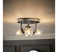 Valuelights Ritz Ice Cube Polished Chrome Ip44 Bathroom 3 Way Spotlight Flush Ceiling Light