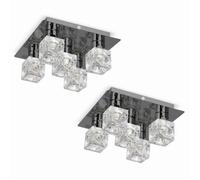 Valuelights Ritz Pair Of Modern Black Chrome Ice Cube 5 Way Flush Ceiling Lights