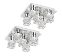 MiniSun | Modern Chrome Ice Cube 5 Way Flush Ceiling Lights | Pendant Lights, Home Décor & Improvement Essential | Set of 2 | Mains Wired