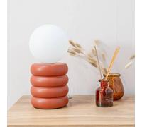 ValueLights | Modern Rust Stacked Ceramic Bedside Table Lamp with Opal Globe Lampshade Living Room Bedroom Light | Table Lamps, Home Décor & Improvement Essential