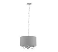 MiniSun | Modern Chrome 3 Way Curved Arm Grey Linen Slimline Drum Ceiling Light Pendant | Pendant Lights, Home Décor & Improvement Essential