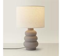 ValueLights | Rochelle Natural Linen Drum Shade Grey Bubble Stack Ceramic Stoneware Table Lamp | Table Lamps, Home Décor & Improvement Essential