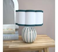 Rohan Teal Stripe Ceramic Sphere Table Lamp with Teal Trim Shade and LED Bulb ValueLights Green One Size
