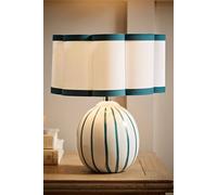 ValueLights | Sky Blue Stripe Ceramic Bedside Table Lamp with Scallop Lampshade Living Room Bedroom Light | Table Lamps, Home Décor & Improvement Essential