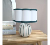 ValueLights | Sky Blue Stripe Ceramic Bedside Table Lamp with Scallop Lampshade Living Room Bedroom Light | Table Lamps, Home Décor & Improvement Essential