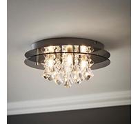 Valuelights Romano Modern Ip44 Rated 2 Tier Halo Design Tinted Glass K5 Crystal Droplet Jewel Bathroom Ceiling Light