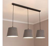 Rory Tapered Boucle Lamp Shade 3 Drop Bar Ceiling Diner Pendant Light ValueLights Grey One Size