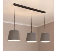 ValueLights Rory Tapered Boucle Lamp Shade 3 Drop Bar Ceiling Diner Pendant Light in Grey ValueLights Grey
