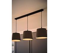 Rory Tapered Boucle Shade 3 Drop Bar Ceiling Diner Light & Bulbs ValueLights Grey One Size