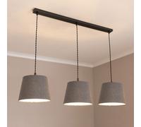 Rory Tapered Boucle Shade 3 Drop Bar Ceiling Diner Light & Bulbs ValueLights Grey One Size