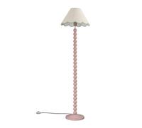 Bobbins Painted Rose Pink Floor Lamp with Tapered Natural Linen Scallop Shade ValueLights Green One Size